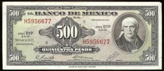 Mexico P - 51r Banco De Mexico 500 Pesos Byp - H,  2.  8.  1974 Abt.  Vf