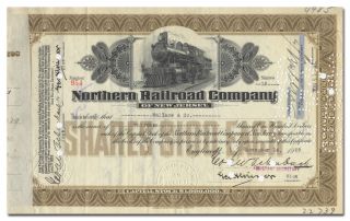 Northern Railroad Company Of Jersey Stock Certificate