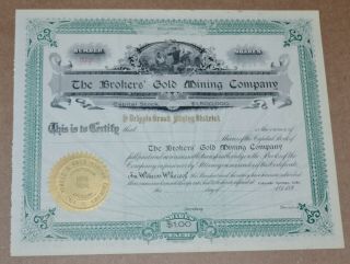 The Brokers’ Gold Mining Company 189x Antique Stock Certificate - Cripple Creek