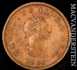 Great Britain: 1806 One - Half Penny - George Iii - Extra Fine Scarce I4790