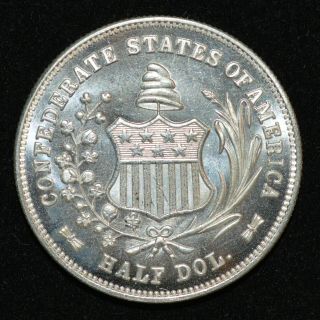 Confederate States 1861 Seated Liberty Half Dollar 90 Silver Prooflike Unc Csa