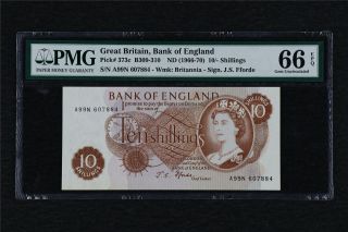 1966 - 70 Great Britain Bank Of England 10 Shillings Pick 373c Pmg 66 Epq Gem Unc