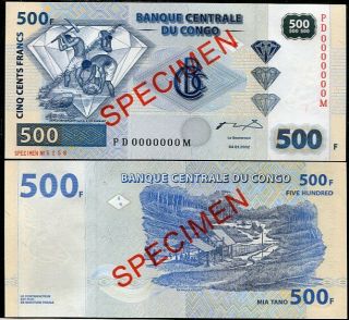 Congo 500 Francs 2002 P 96 Specimen Pd - M Unc