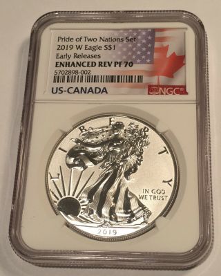 2019 W $1 Enhanced Rev Proof Ngc Pf70 Silver Eagle Pride Of Two Nations Er