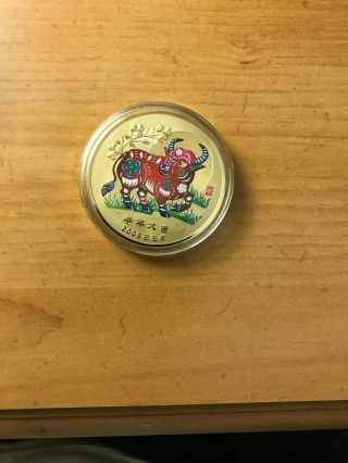 China Colorized Bull & " The Great Wall Of China " Commemorative Medal / Coin - 2009