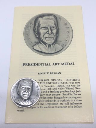 Medallic Art Co.  999 Silver Medal Coin W/cert President Ronald W.  Reagan 1459