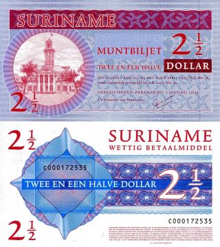 Suriname 2 ½ Gulden Banknote World Paper Money Unc Currency Pick P156 2004 Bill