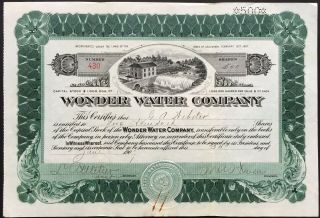 Wonder Water Company Stock 1907.  Wonder Valley,  San Bernardino County,  Ca Water