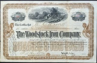 Woodstock Iron Company Stock 1887.  Anniston,  Alabama.  Historic Town And Company