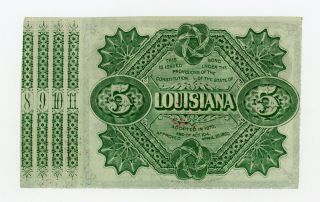 1876 $5 The State of LOUISIANA Baby Bond w/ 4 Coupons AU 2