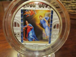 2014 Cook Islands Masterpieces Of Art - The Annunciation 3 Oz.  Silver Coin