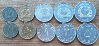 Afghanistan Set 5 Coins 25 50 Pul 1 2 5 Afghanis 1978 Xf - Aunc