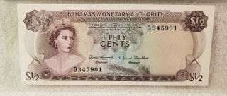 Bahamas,  Monetary Authority 1968 1/2 Dollar P 26a PMG 66 EPQ Gem UNC 2