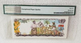 Bahamas,  Monetary Authority 1968 1/2 Dollar P 26a PMG 66 EPQ Gem UNC 3