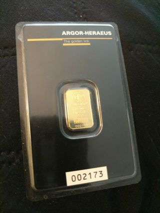 1/10 Oz Gold Bar Argor - Heraeus