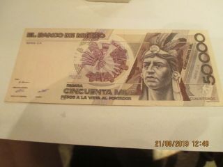 1988 Mexico 50,  000 Peso Note,  P - 93a