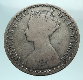 1867 Uk Great Britain United Kingdom Queen Victoria Florin Silver Coin I79381