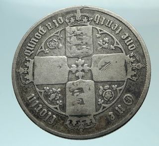 1867 UK Great Britain United Kingdom QUEEN VICTORIA Florin Silver Coin i79381 2