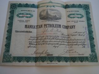 Stock Certiificates,  Manhattan Petroleum Company