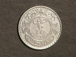 Syria 1929 10 Piastres Silver Au - Unc