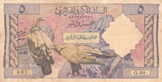 Banque Centrale De Algeria 5 Dinars 1964 P - 122 Af Griffon Vulture