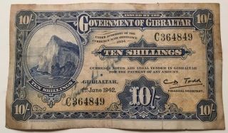 1942 Gibraltar 10 Shillings -