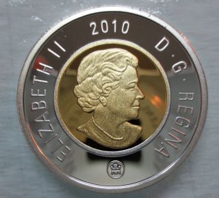 2010 CANADA TOONIE PROOF SILVER WITH GOLD PLATE TWO DOLLAR COIN 2