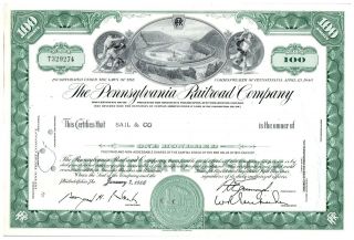 The Pennsylvania Railroad Company Stock Certificate 100 Shares