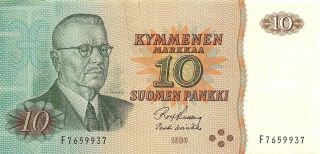 Finland 10 Markka 1980 Series F Circulated Banknote E22s