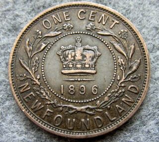 Newfoundland Canada Queen Victoria 1896 One Cent,