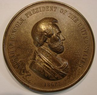 1862 Abraham Lincoln Indian Peace Medal,  U.  S.  3 " Bronze