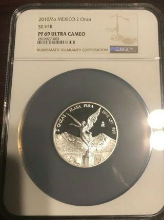 2010 Mexico 2 Oz.  Silver Libertad Proof,  Ngc Pf69 Ultra Cameo - Rare
