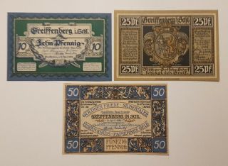 Greiffenberg (poland Gryfów Śląski) Notgeld 10,  25,  50 Pfennig 1920 Germany (8951)