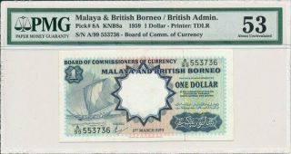 Board Of Comm.  Of Currency Malaya & British Borneo $1 1959 Prefix A Pmg 53