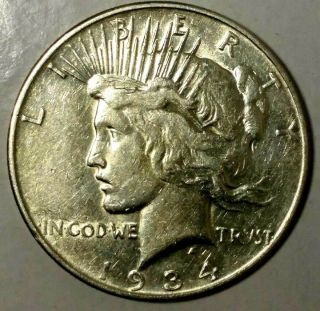 1934 - D $1 Liberty Peace Silver Dollar 19lwtl0517 90 Silver $1.  00