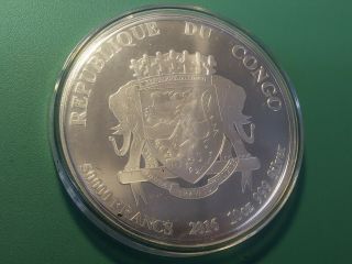 2016 Republic Of Congo 50,  000 Congo Francs 10 Oz.  999 Fine Silver 496/1,  500
