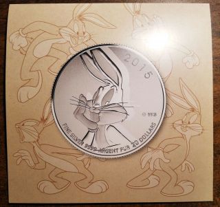 Canada Silver $20 Dollars 2015 (looney Tunes Bugs Bunny) In The Sleeve