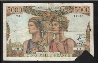 5000 Francs From France 1949