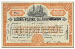 Reiter - Foster Oil Corporation Stock Certificate
