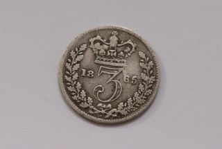 Uk Gb 3 Pence 1865 Silver Young Victoria B20 Z4457