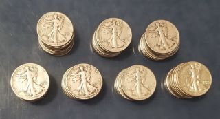 70 Liberty Half Dollars $35 Face Value 90 Silver Coins -