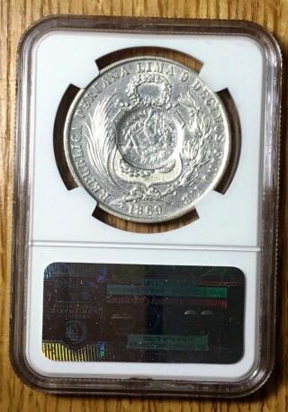 1894 Guatemala Peso 1/2 real counterstamp 1869 Peru Sol host silver c/s NGC 2