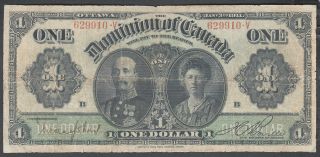 1911 Dominion Of Canada 1 Dollar Bank Note