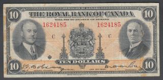 1935 Royal Bank Of Canada 10 Dollars Bank Note