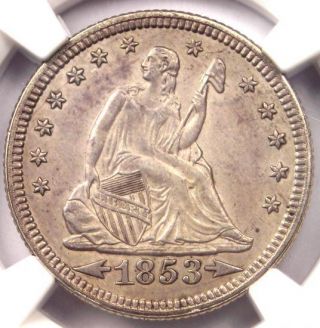 1853 Arrows & Rays Seated Liberty Quarter 25c - Ngc Uncirculated (unc Ms Bu)