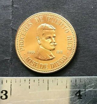 Puerto Rico Ca1969 Medalla Oro 14k Jose De Diego,  Proceres De P.  R.