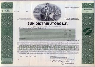 Sun Distributors L.  P Stock Certificate Oil Gas Pipeline Mlp