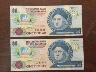 $1 The Central Bank Of The Bahamas,  Columbus First Landfall 1492 Quincentennial