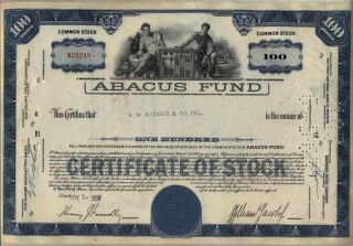 Abacus Fund Stock Certificate Massachusetts