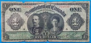 1911 $1 Dominion Of Canada One Dollar Note Lord Grey & Lady Grey T.  C.  Boville